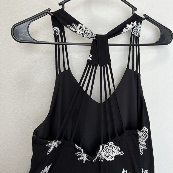 Sequin Hearts | Black & White Floral Embroidered Dress Strapped Back Small - Picture 6 of 8